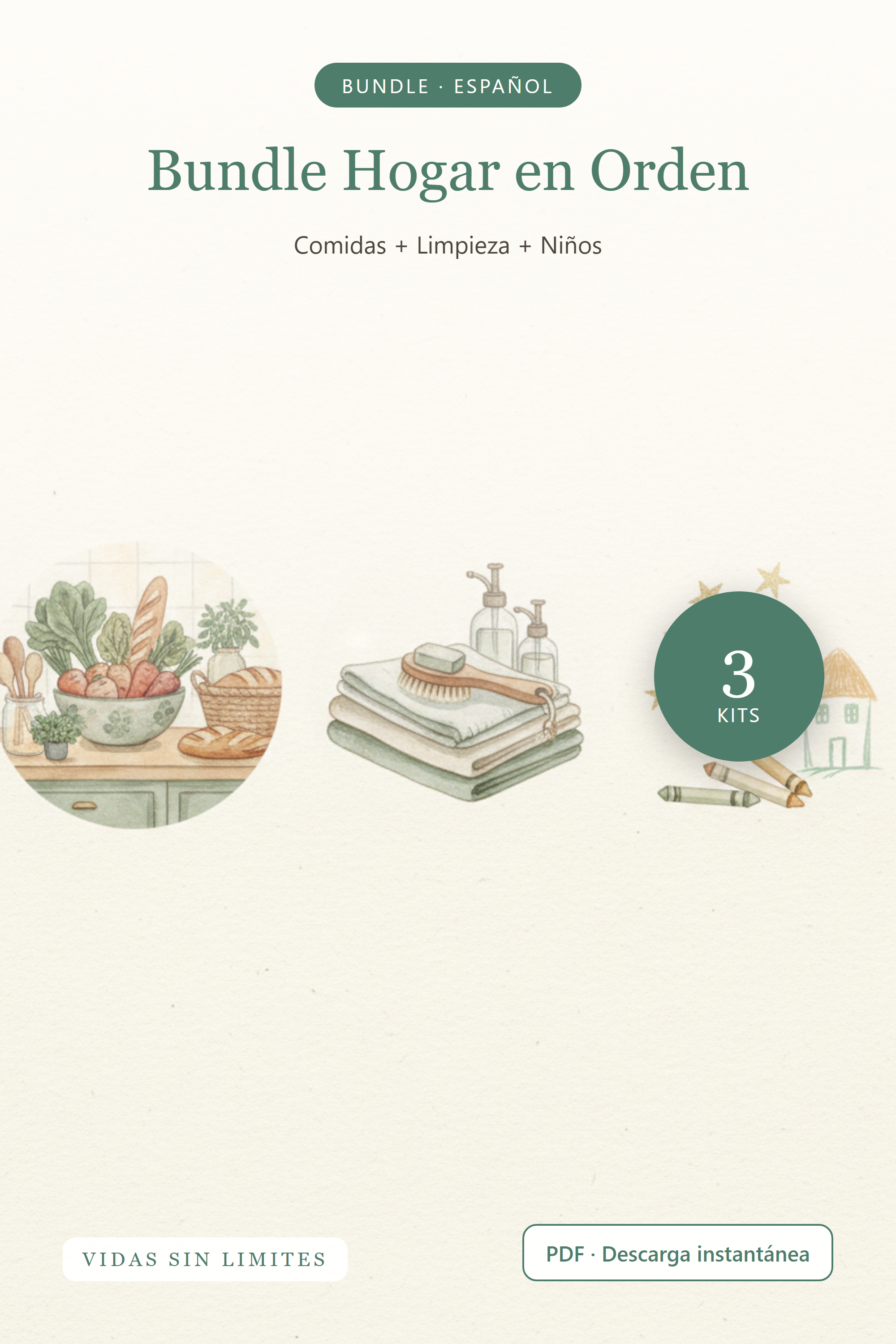 Bundle Hogar en Orden — Comidas + Limpieza + Niños — portada