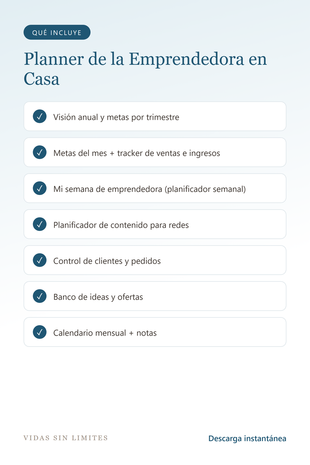 Planner de la Emprendedora en Casa — qué incluye