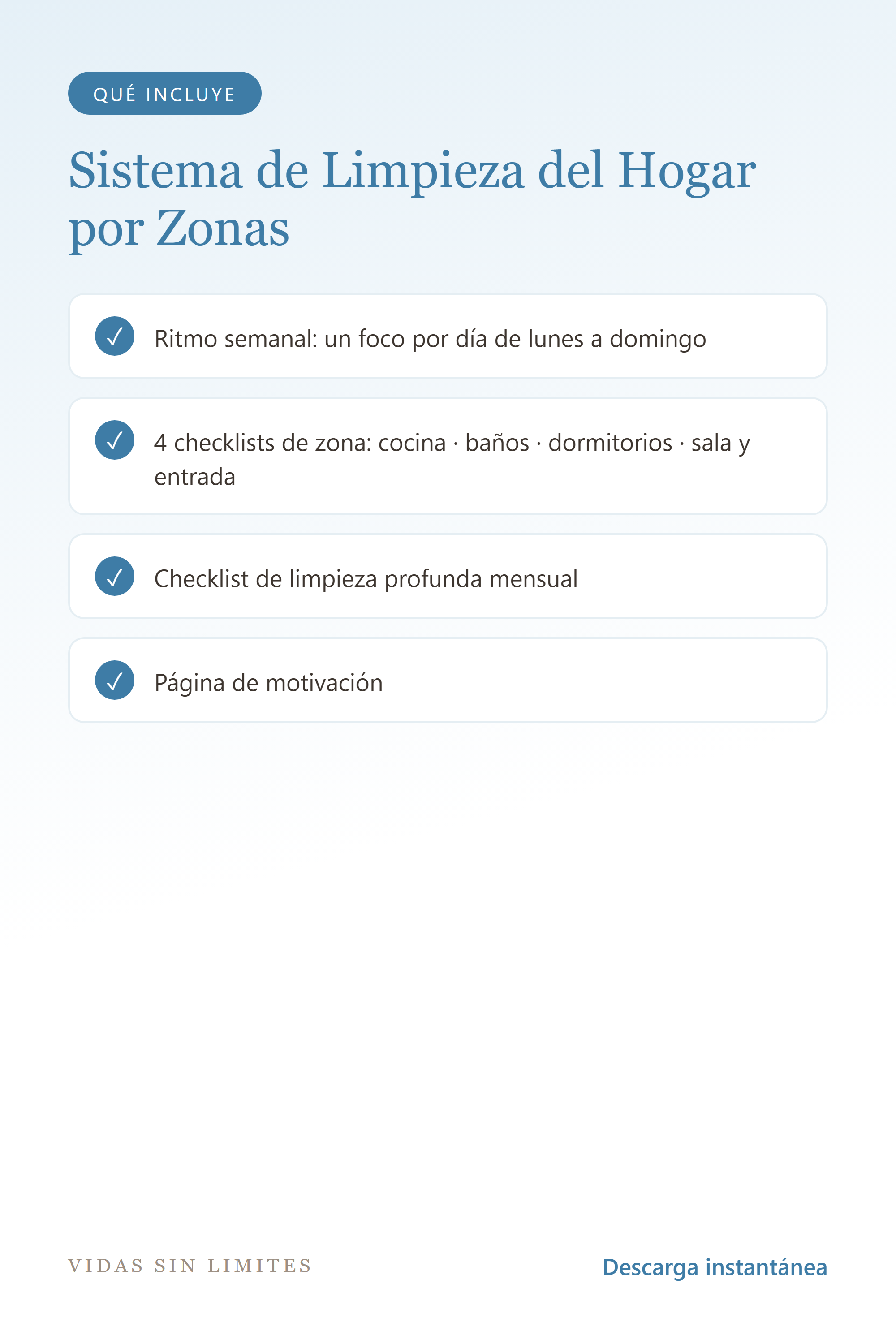 Sistema de Limpieza del Hogar por Zonas — qué incluye