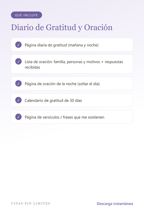 Diario de Gratitud y Oración — qué incluye