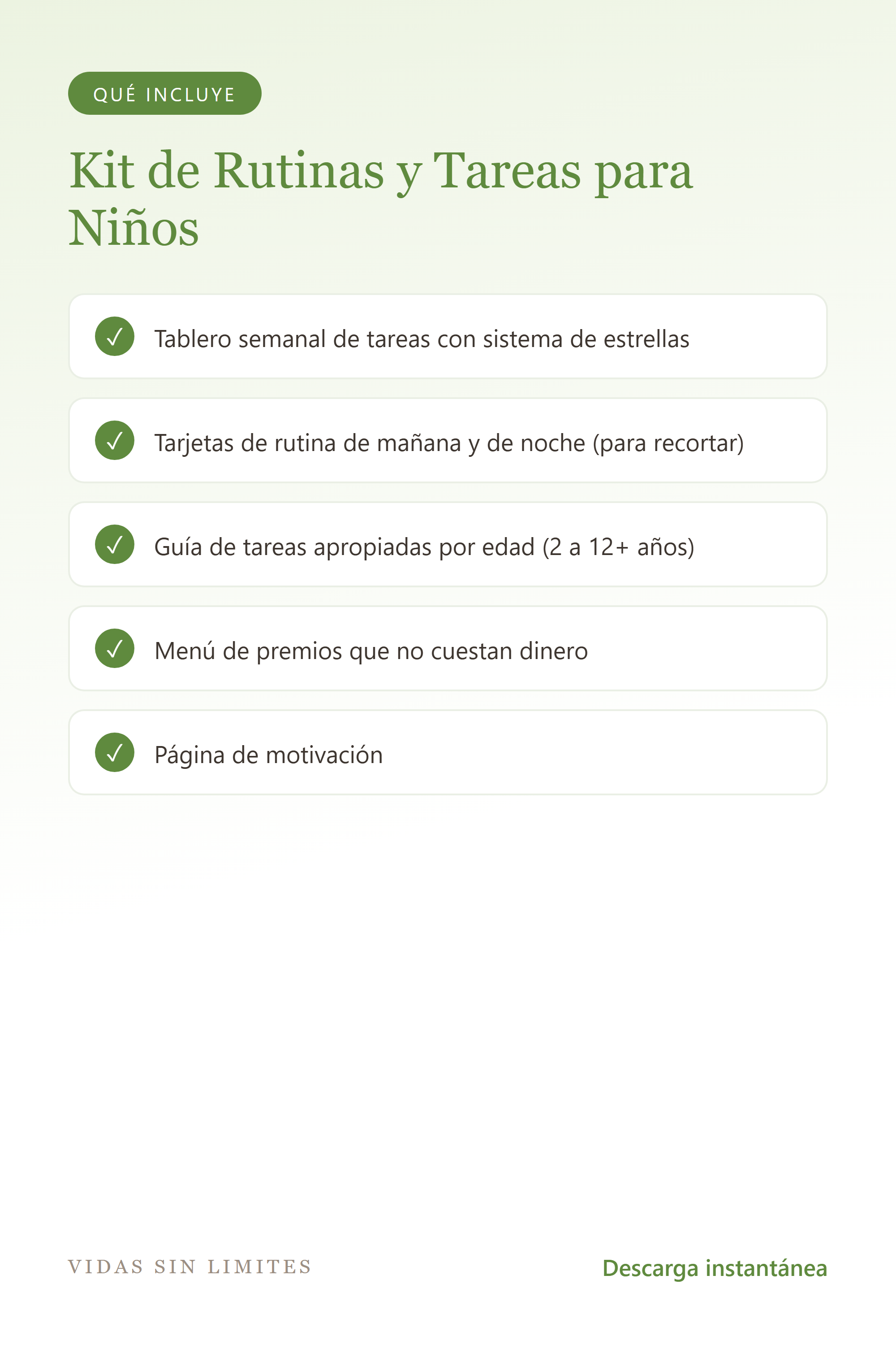 Kit de Rutinas y Tareas para Niños — qué incluye
