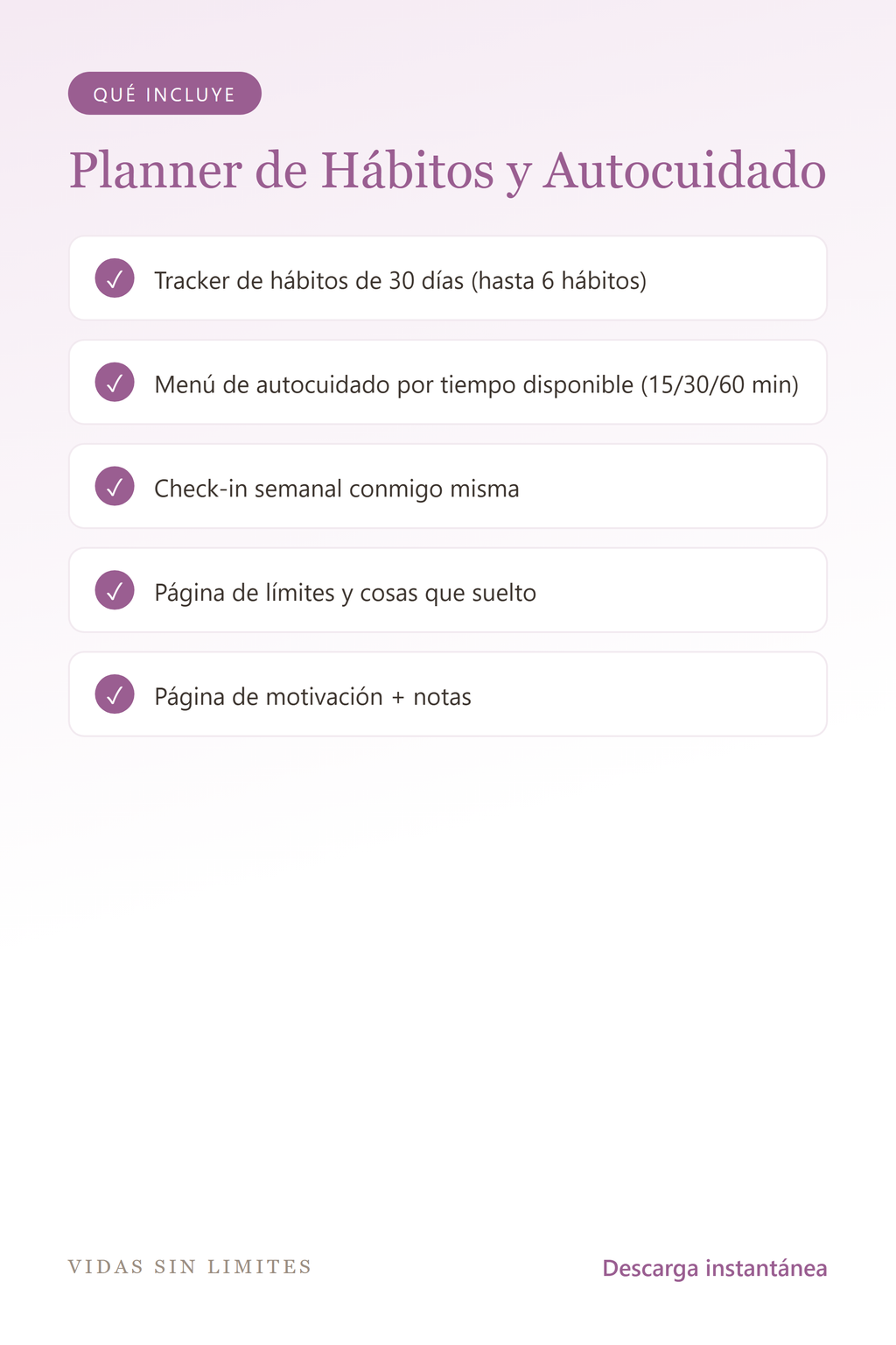 Planner de Hábitos y Autocuidado — qué incluye
